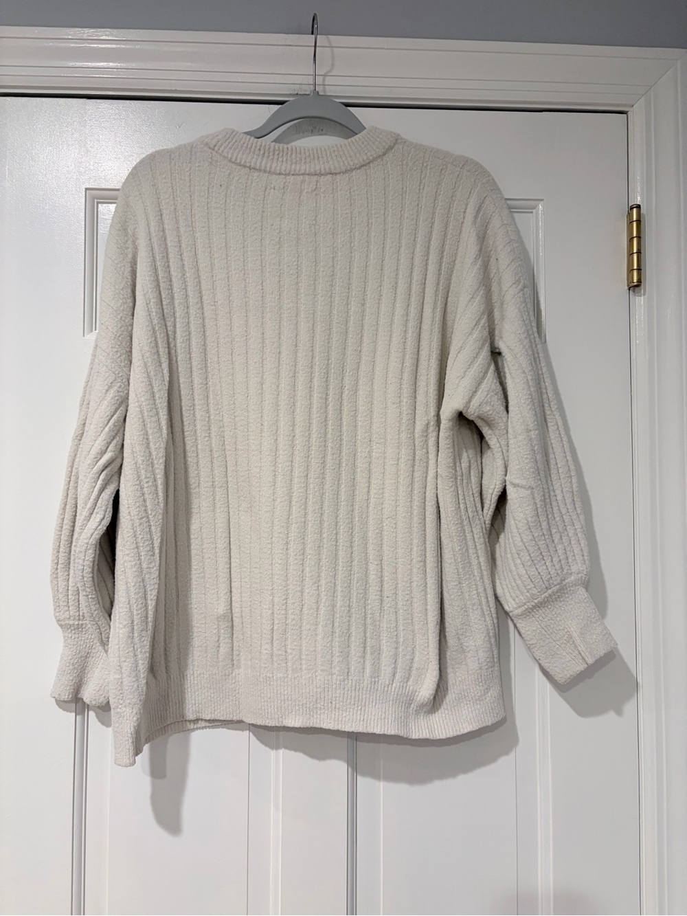 aerie Cream Ribbed Crewneck Sweater - Picture 2 of 8